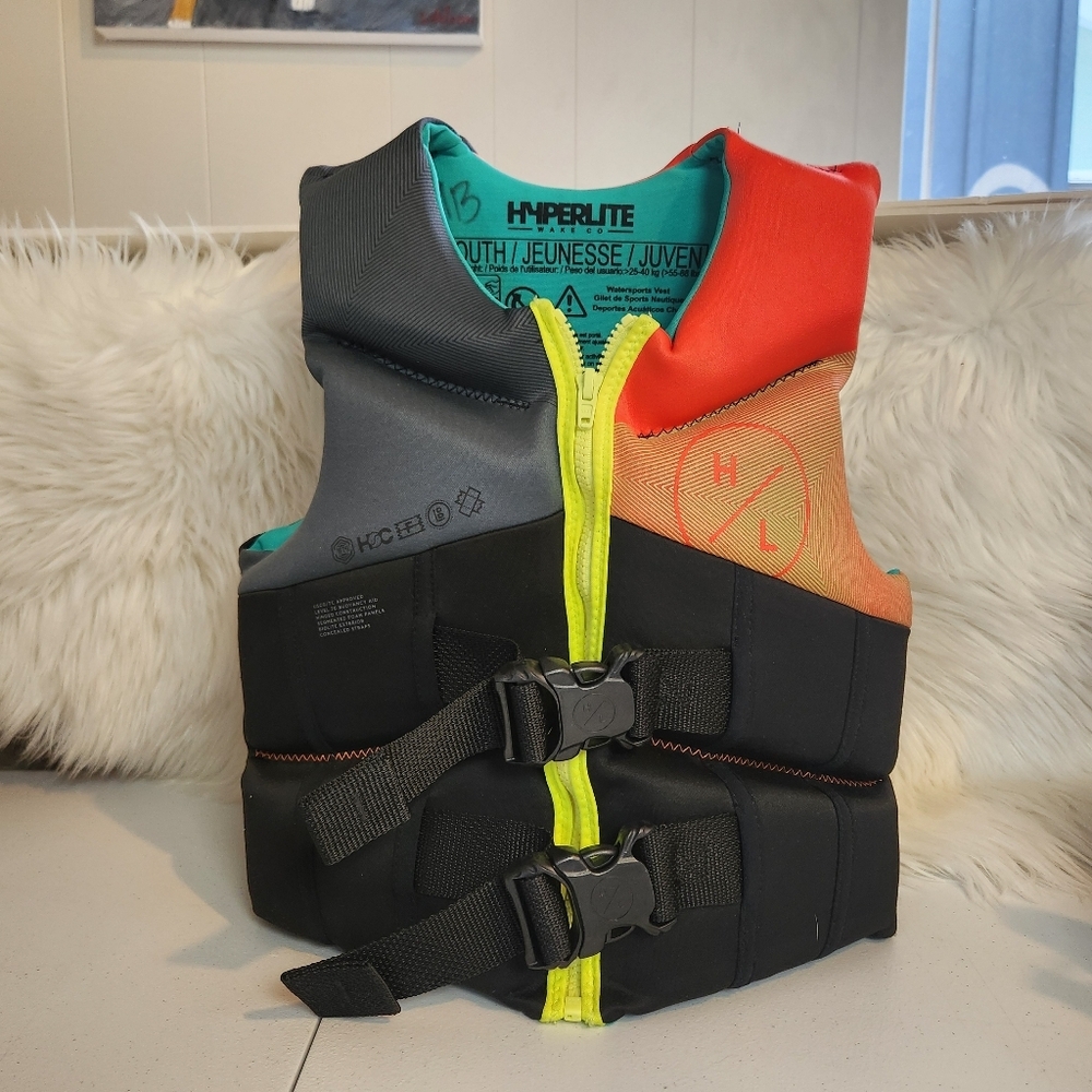 Hyperlite Youth Life Jacket Vest Swimming Flotation PFD 25-40 kg 55-88 lbs Zip